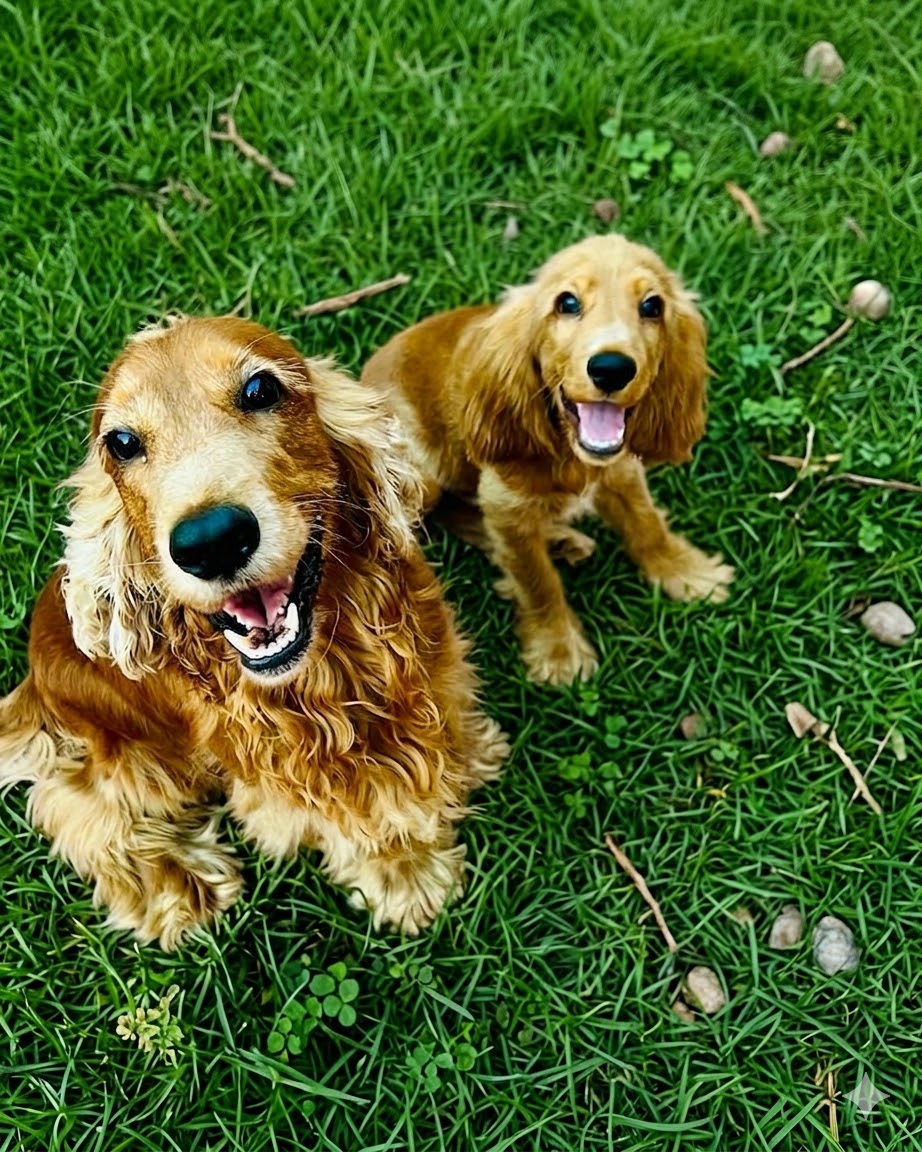 Two happy cocker spaniels at Stretch N Snooze